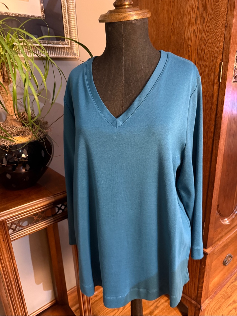 Chico's Teal V-Neck Long Sleeve Tunic